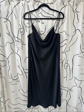 Zara Black Satin Cowl Slip Dress